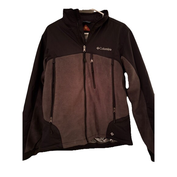 Columbia Omni Heat Shield Jacket Mens Medium Gray Hooded Full Zip Thermal - Picture 1 of 11